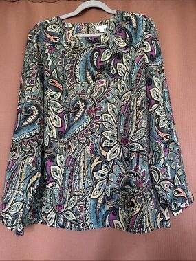 J. Jill Paisley Print Blouse in Blue and Purple